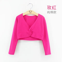 Girls Ballet Crop Top & High Waist Leotard Set – Long Sleeve Dancewear