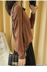 Women’s 100% Cotton O-Neck Knit Sweater – Crimped Edge Pullover