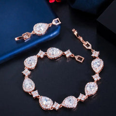 CWWZircons Rose Gold Water Drop CZ Tennis Bracelet for Women