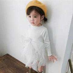 Modern Winter Flower Long Sleeve Smash Cake Baby Girls Dress For 1-5 Year Little Princess