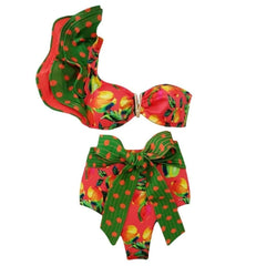 2025 Floral Ruffle Bandage Bikini Set – Women’s Push-Up Two-Piece Swimsuit
