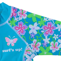Cyan Flower Girls Swimsuit – Kids UV-Protection One-Piece Swimwear 2025
