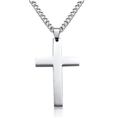 Vintage Stainless Steel Cross Pendant Necklace