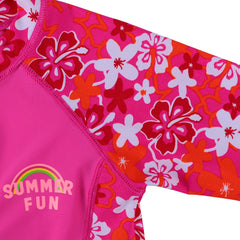 Cyan Flower Girls Swimsuit – Kids UV-Protection One-Piece Swimwear 2025