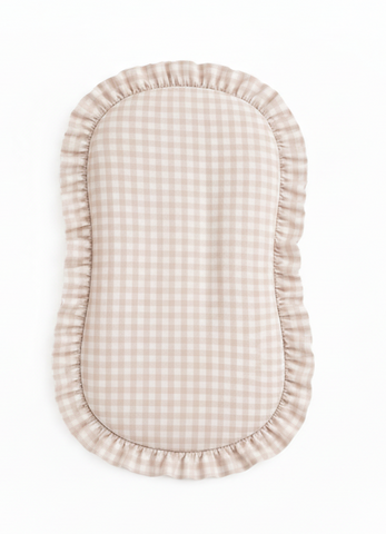 Beige Gingham Ruffle Baby Lounger Cover