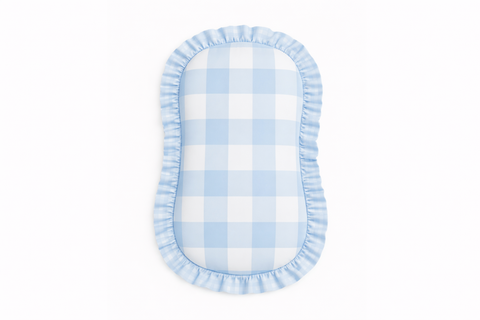 Blue Checkered Ruffle Baby Lounger Cover