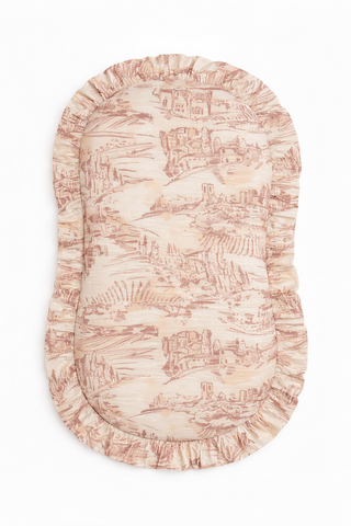 Brown Toile Ruffle Baby Lounger Cover