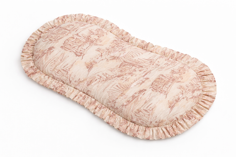 Brown Toile Ruffle Baby Lounger Cover