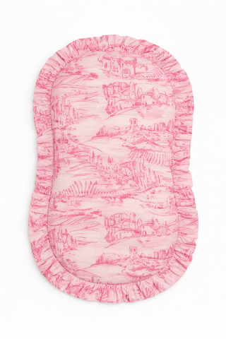Pink Toile Ruffle Baby Lounger Cover