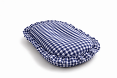 Navy Gingham Ruffle Baby Lounger Cover