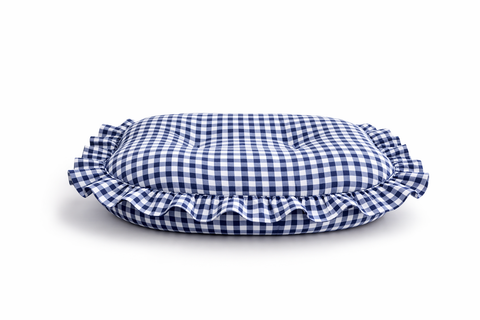 Navy Gingham Ruffle Baby Lounger Cover