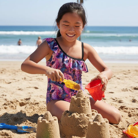 Girls Seahorse Ruffled One Piece Swimsuit