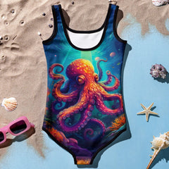 Girl's One Piece Swimsuit 🐙 Psychedelic Octopus