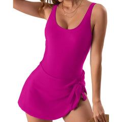 Ruffle Bandage One-Piece Swimsuit – Women’s Sexy Low-Cut Swim Dress