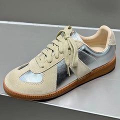 AUTUSPIN 17 Colors Women Training Sport Shoes Summer Autumn Fashion Sewing Ladies Lace-up Sneakers Contrast Casual Flats Female