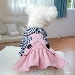 Black Button Plaid Dog Dress 👗 Spring & Summer Outfit for Small Dogs & Cats