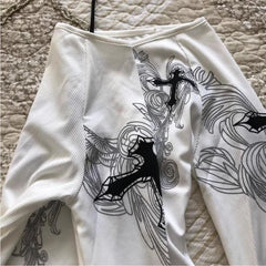 Vintage Off-Shoulder Flared Sleeve Top