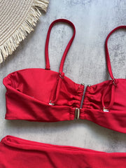 Bandeau Push-Up Brazilian Bikini Set – Women’s Solid Thong Swimsuit