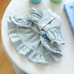 Dog Lace Summer Dress with Puff Sleeves & Bow – Cute Orange Outfit for Small & Medium Dogs