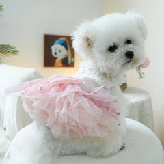 1PC Pet Clothing Spring and Autumn Pink Heart Puff Skirt Wedding Dress Princess Dress Suitable for Small and Medium sized Dogs