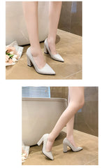 10cm High Heel Colorful Pumps Women's Shoes Pointed Toe Fashion Red 3.9inch Chunky Heels Patent Leather Female Plus Size 49 50