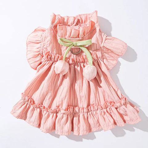 Tulip Pleated Summer Pet Dress 🌷 Princess Outfit for Small & Medium Dogs