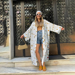 Peacock Kimono Beach Robe – Long Sleeve Swimsuit Cover-Up Cardigan