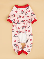 I Love Mama & Papa Dog Pajamas – Cute Heart Jumpsuit for Dogs & Cats