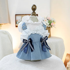 Sea Breeze Denim Pet Dress 🌊 Summer Blue Outfit for Dogs & Cats