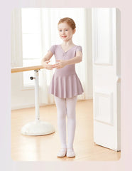 Girls Pink Ballet Leotard Dress – Short Sleeve Tutu Dance Outfit