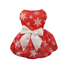Christmas Pet Dog Dress – Holiday Bow Waistband Outfit for Puppies & Small Dogs