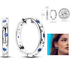 925 Silver Hoop Earrings for Women – Zircon Heart & Star Drops