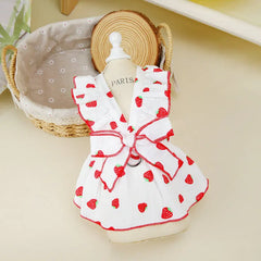 Strawberry Dog Dress 🍓 Cute Summer Outfit with Bow for Small Dogs & Cats