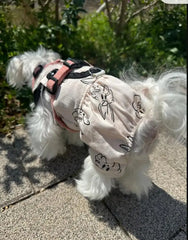 Rabbit Print Dog Dress 🐰 Cute Sling Jumpsuit Outfit for Pets