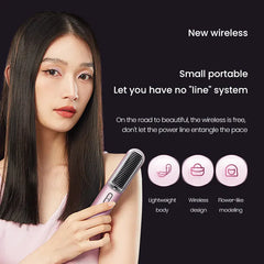 Wireless Hot Comb Straightening Brush – Negative Ion Cordless Anti-Scald Hair Styler