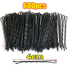 60/600pcs Black Hairpins – U-Shaped & Straight Styling Clips