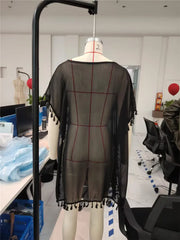 Women Beach Cover Up Lace Hollow Crochet Swimsuit Beach Dress Women 2025 Summer Cover-Ups Bathing Suit Ladies Beach Wear Tunic