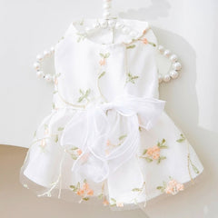 Luxury Summer Dog Dress 🎀 Lace Mesh Bow Outfit for Small Dogs & Cats