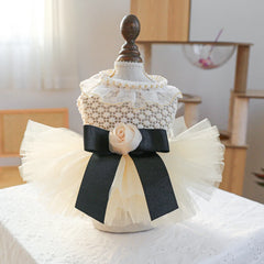 Luxury Kawaii Dog Dress 👑 Pearl Collar Princess Outfit for Small Dogs & Cats