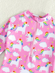 Girls 2-Piece Long-Sleeve Swimsuit Set – Sunblock Bathing Suit for Kids 3–8Y