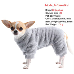 Winter Flannel Dog Jumpsuit – Warm Four-Leg Pet Coat for Small & Medium Dogs