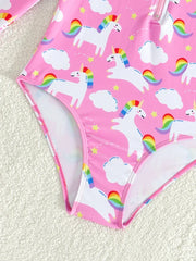 Girls 2-Piece Long-Sleeve Swimsuit Set – Sunblock Bathing Suit for Kids 3–8Y