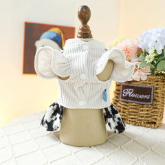 Black & White Bow Princess Dress 🎀 Warm Winter Outfit for Small Dogs