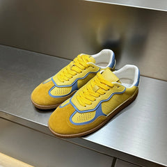 AUTUSPIN 5 Colors Women Flats Sneakers Four Season Leisure Shoes Cow Suede Leather Ladies Skateboarding Shoes Outdoor Size 35-40