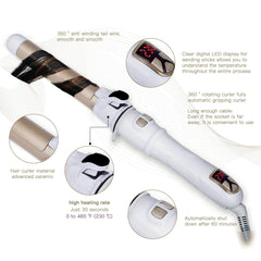 28mm Automatic Rotating Curling Wand for Big Waves & Inward Curls