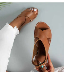 2025 Women’s Summer Sandals – Flat Soft PU Leather Shoes