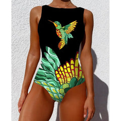 Floral Lace-Up One-Piece Swimsuit – Women’s Push-Up Printed Swimwear 2025