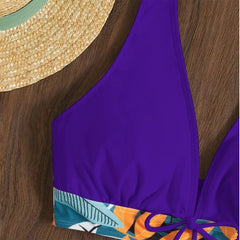 High-Waist Plant Print Bikini Set – Women’s Two-Piece Swimsuit