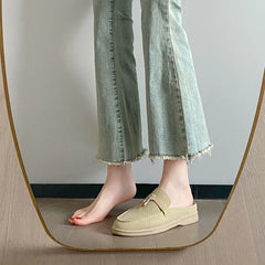 New 2025 Soft Bottom Tassel Lock Buckle High Top Loafers Women's round Toe Mid Heel Comfortable Leather Shoes Leisure Style