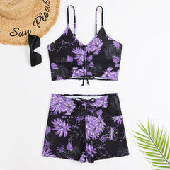 Floral High-Waist Bikini Set – Women’s Push-Up Two-Piece Swimsuit